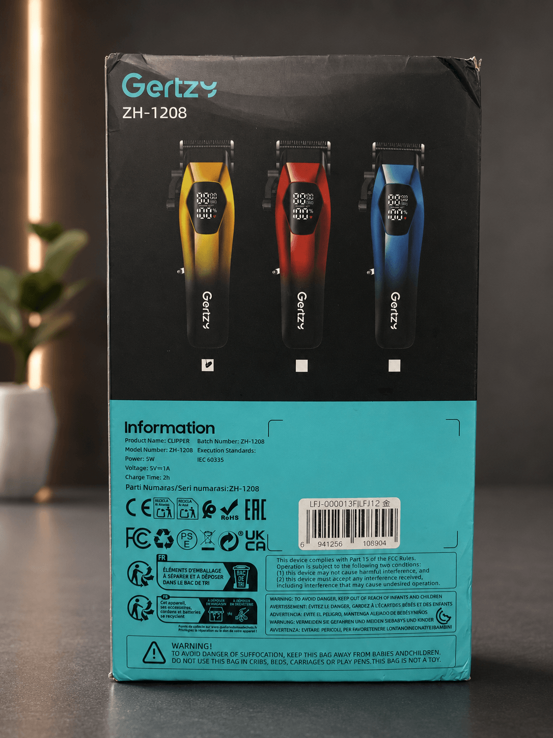 BASIKE Hair Clipper LFJ12 ZH-1208 LCD 7000RPM Type-C 4 Level Panjang 8 Sisir Anti Macet thumbnail 2